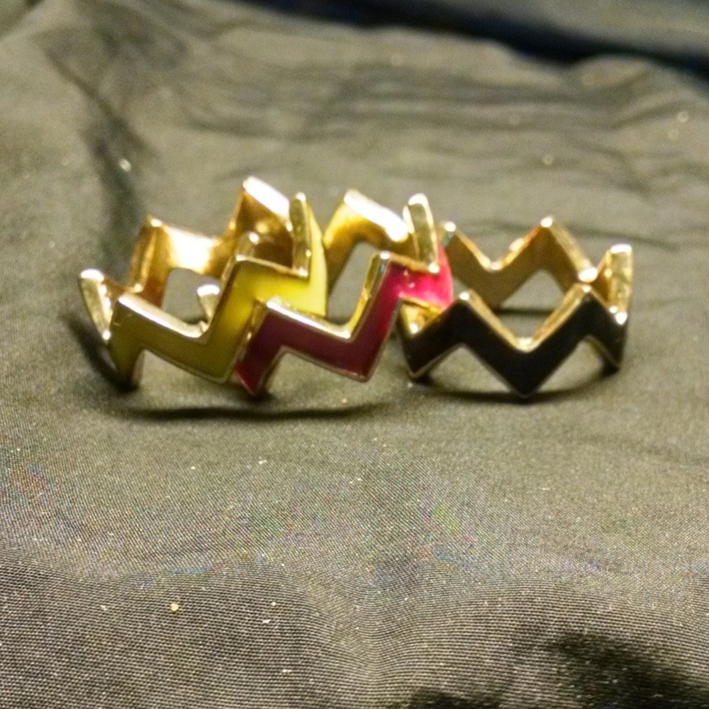 3 Enamel Zig Zag Stackable Multi Color Ring - image 6